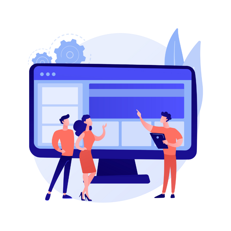 Aoreach team collaborating on creative web design services project with modern website layout on screen